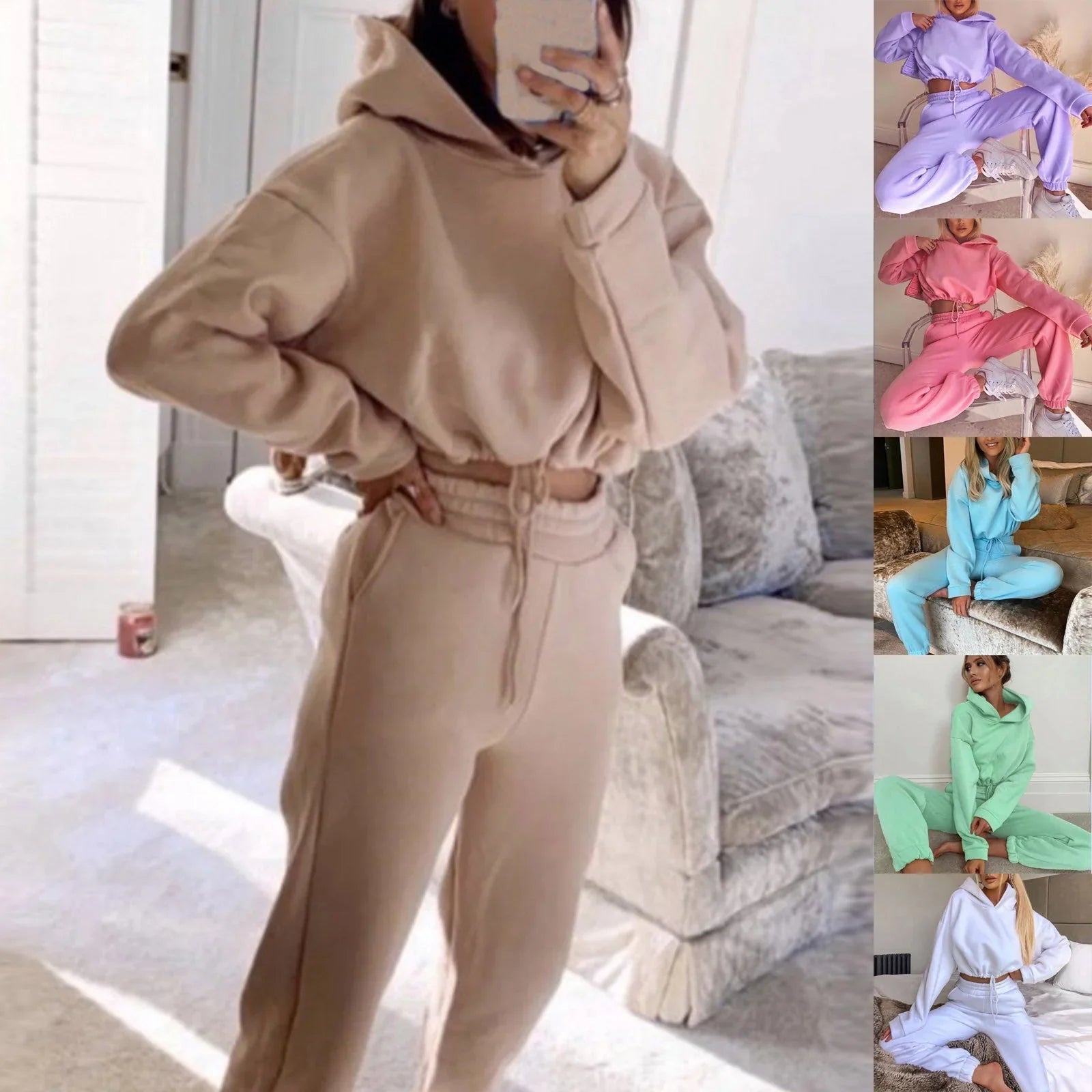 Jogging Suits For Women 2 Piece Sweatsuits Tracksuits Sexy Long Sleeve HoodieCasual Fitness Sportswear CJDROPSHIPPING