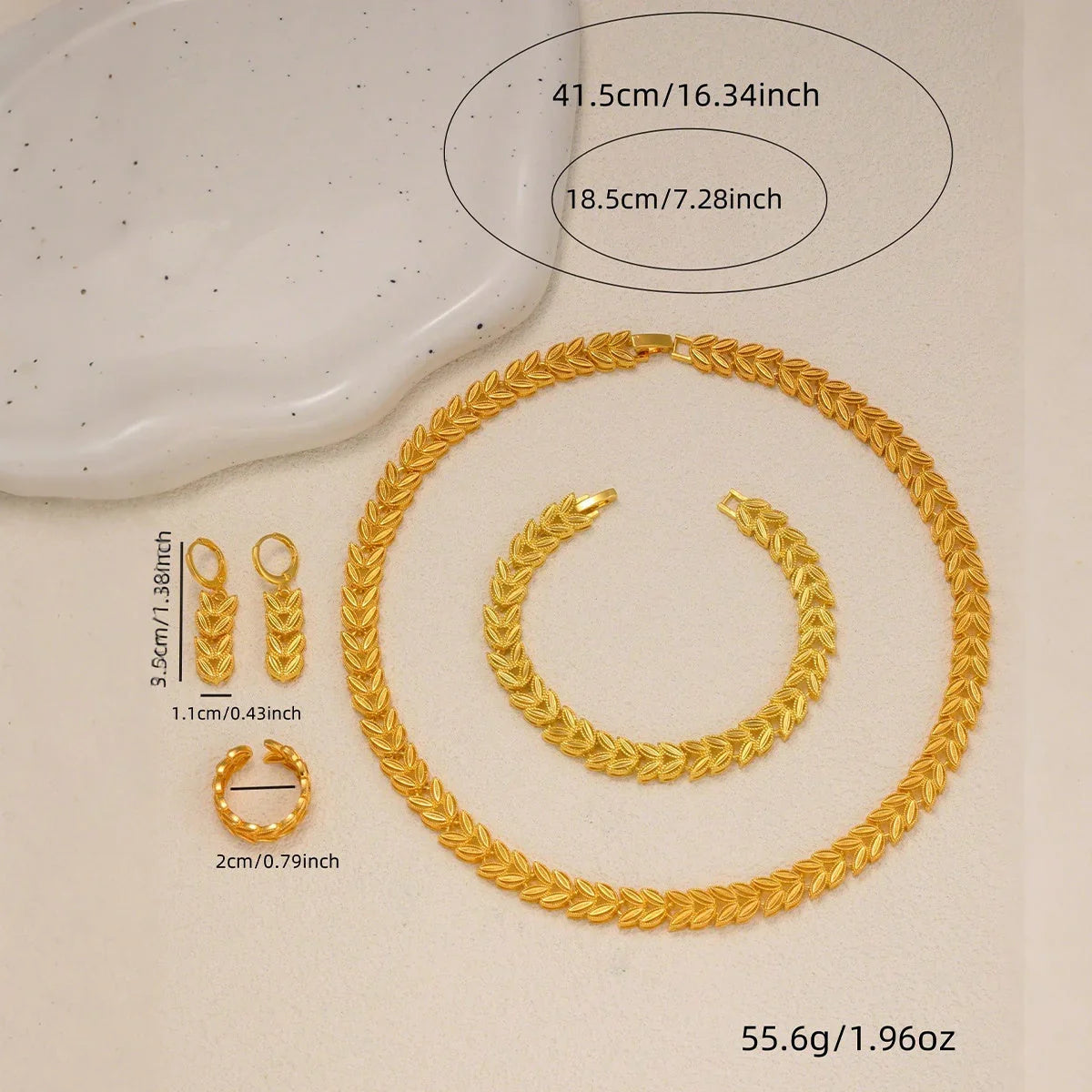 5pcs Retro Elegant 18k Gold Maple Leaf Women's Jewelry Set, Temperament Bridal Jewelry CJDROPSHIPPING
