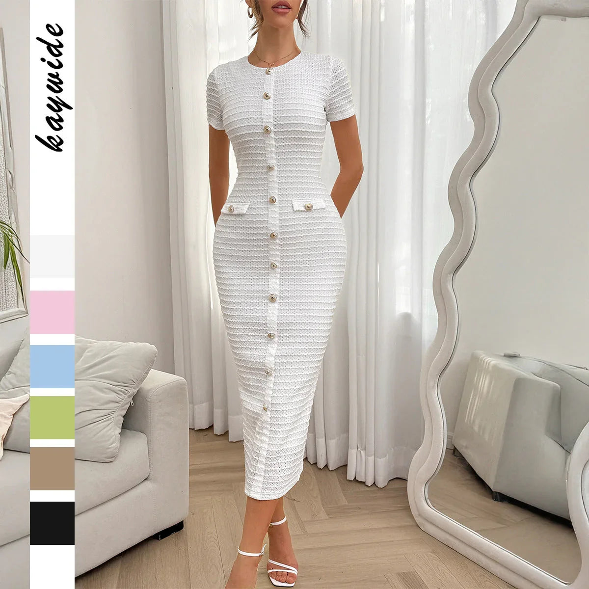 Button slim fit dress for women's clothing eprolo