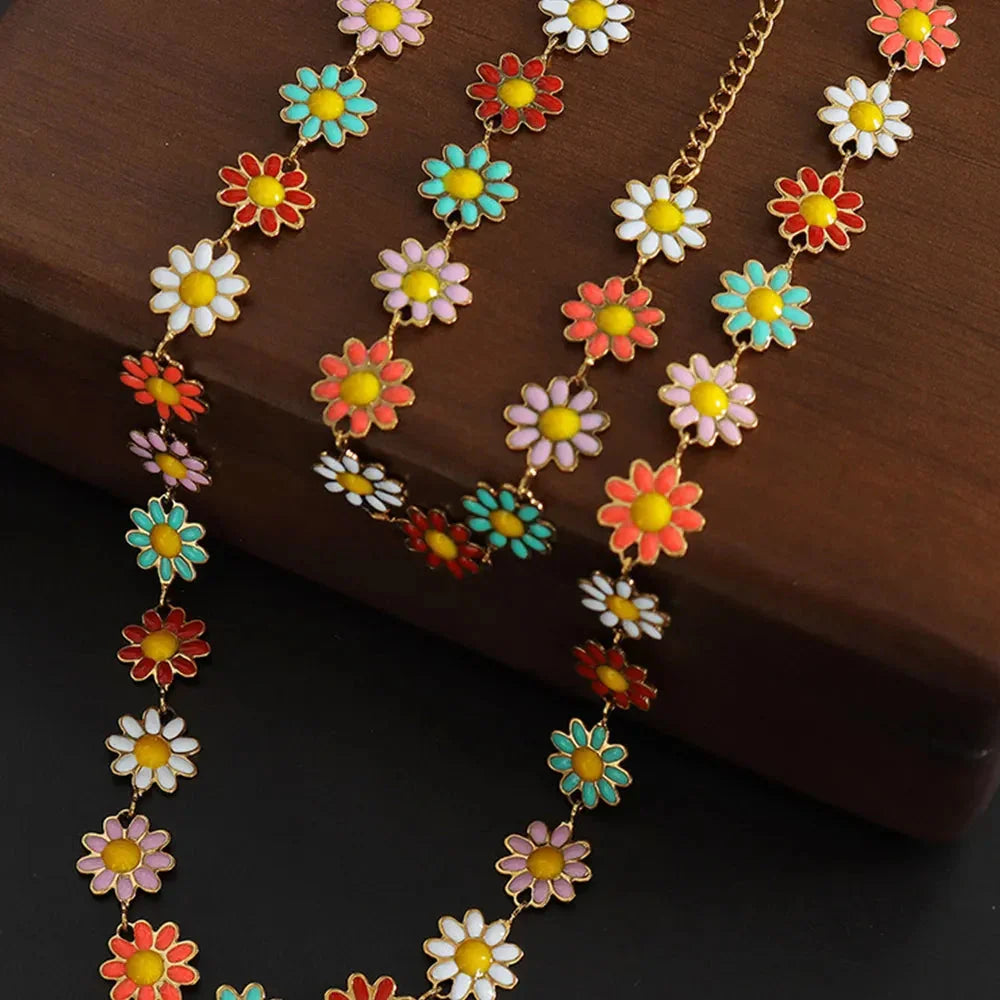 Titanium Steel Oil Drip Flower Necklace eprolo