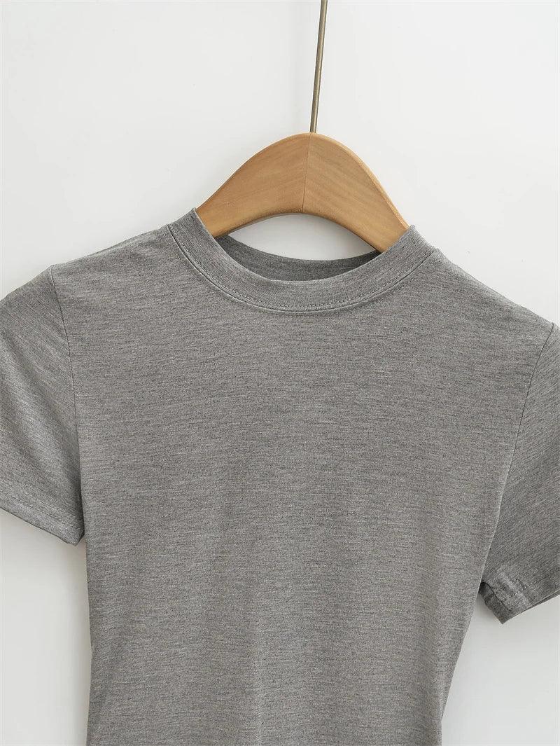 New High Quality Casual T shirt Slim Short Sleeves Fashion Trend Solid Women Clothing Tops eprolo