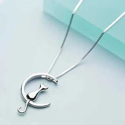 Sterling Silver Cat Charm Pendant Necklaces for Women New Fashion Jewely Small Chokers Necklaces Fine Jewelry eprolo