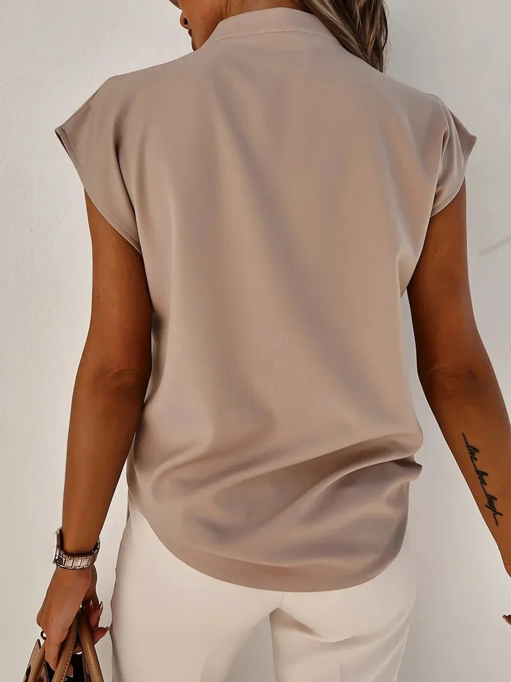 V-Neck Cap Sleeve Blouse eprolo