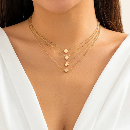 Multi layered fashion necklace necklaces, metal circular triangular heart-shaped chain eprolo