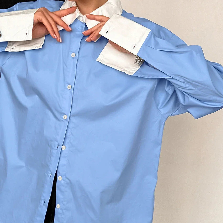 European and American design casual versatile shirt niche long sleeved top for women