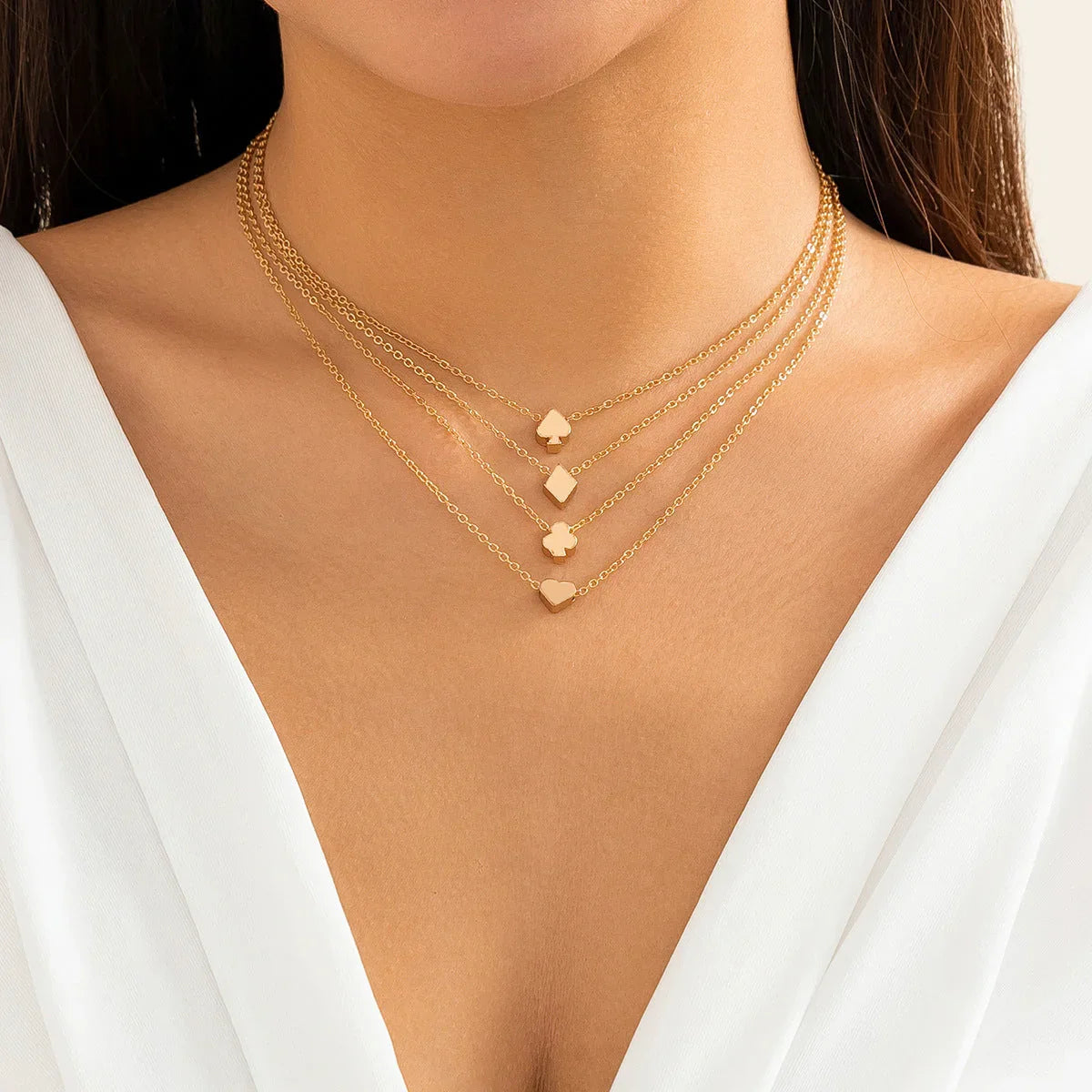 Multi layered fashion necklace necklaces, metal circular triangular heart-shaped chain eprolo