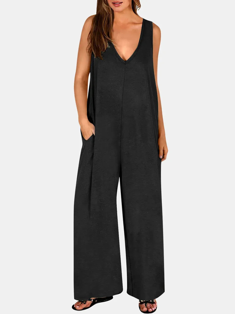 V-Neck Wide Strap Jumpsuit eprolo