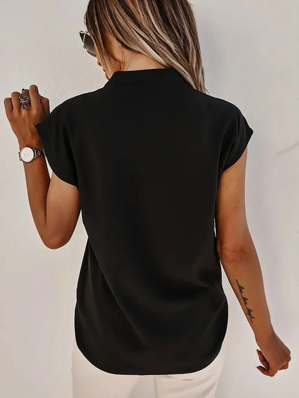 V-Neck Cap Sleeve Blouse eprolo