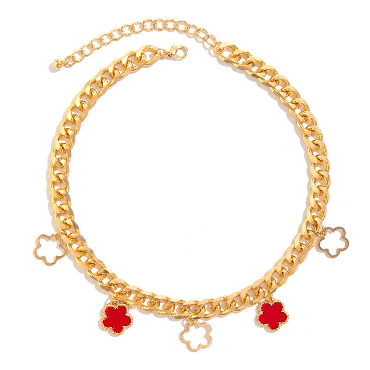 French elegant five leaf clover minimalist style necklace with sweet turquoise patterned flowers necklaces eprolo