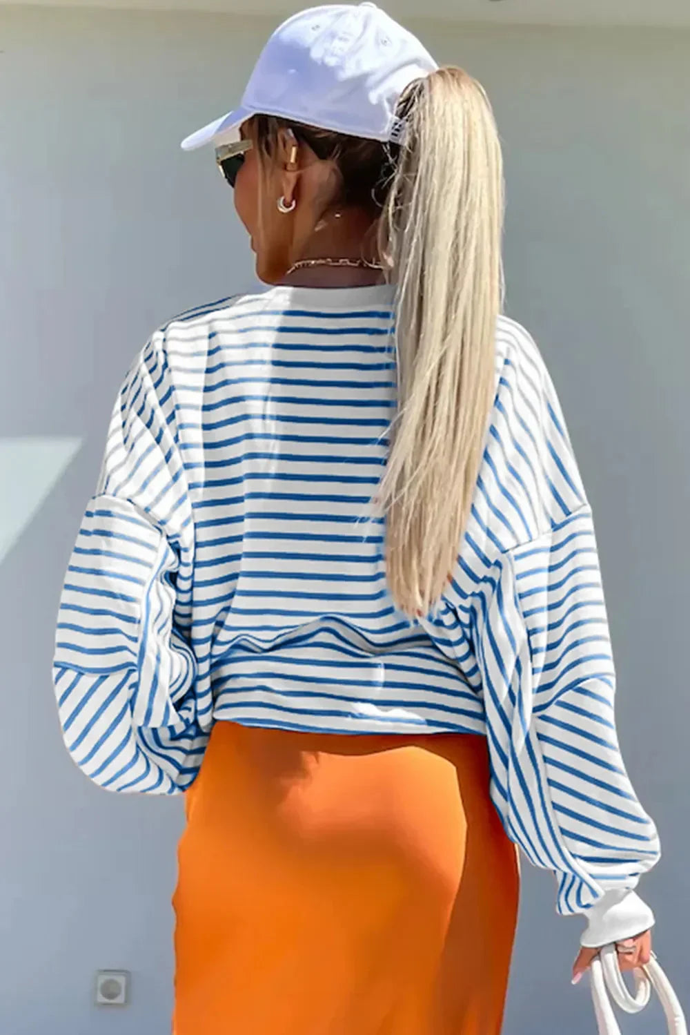 Striped Round Neck Long Sleeve Sweatshirt eprolo