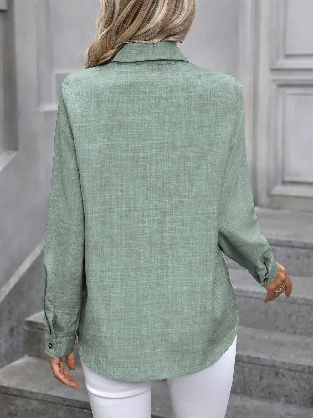 Button Up Collared Neck Long Sleeve Shirt eprolo