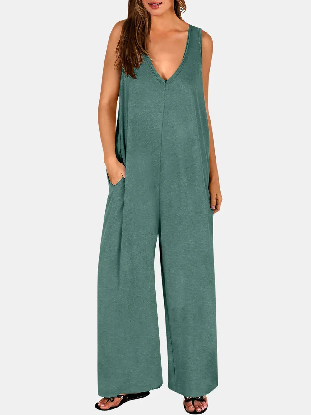 V-Neck Wide Strap Jumpsuit eprolo