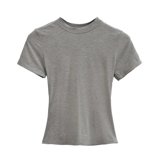 New High Quality Casual T shirt Slim Short Sleeves Fashion Trend Solid Women Clothing Tops eprolo