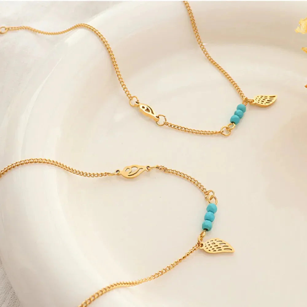 Titanium Steel Wing Shape Charm Anklet Bracelet eprolo
