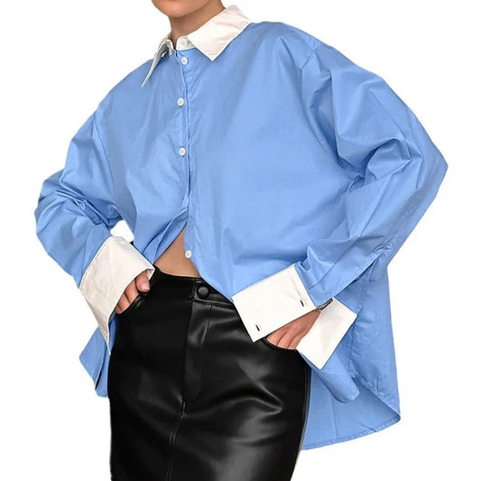 European and American design casual versatile shirt niche long sleeved top for women