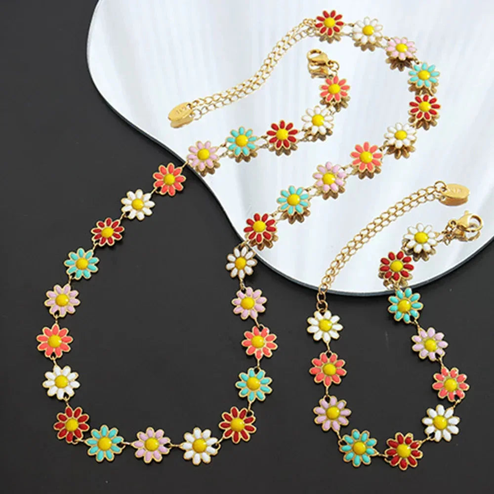 Titanium Steel Oil Drip Flower Necklace eprolo