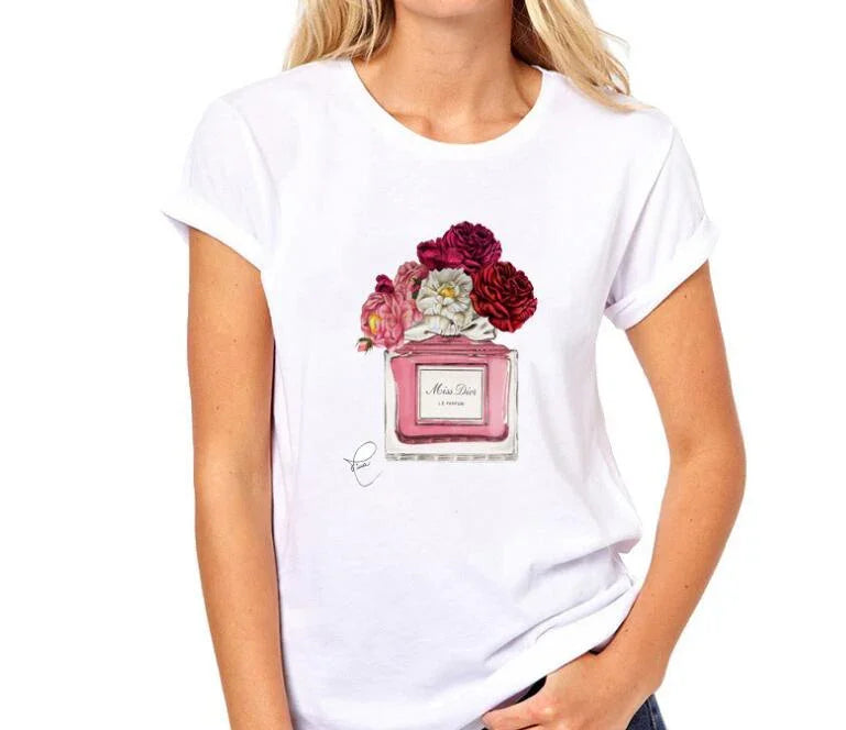 T-shirt Woman Paris Perfume Bottle Sunflower T Shirt Casual Hipster T Shirt Summer Clothes For Women eprolo