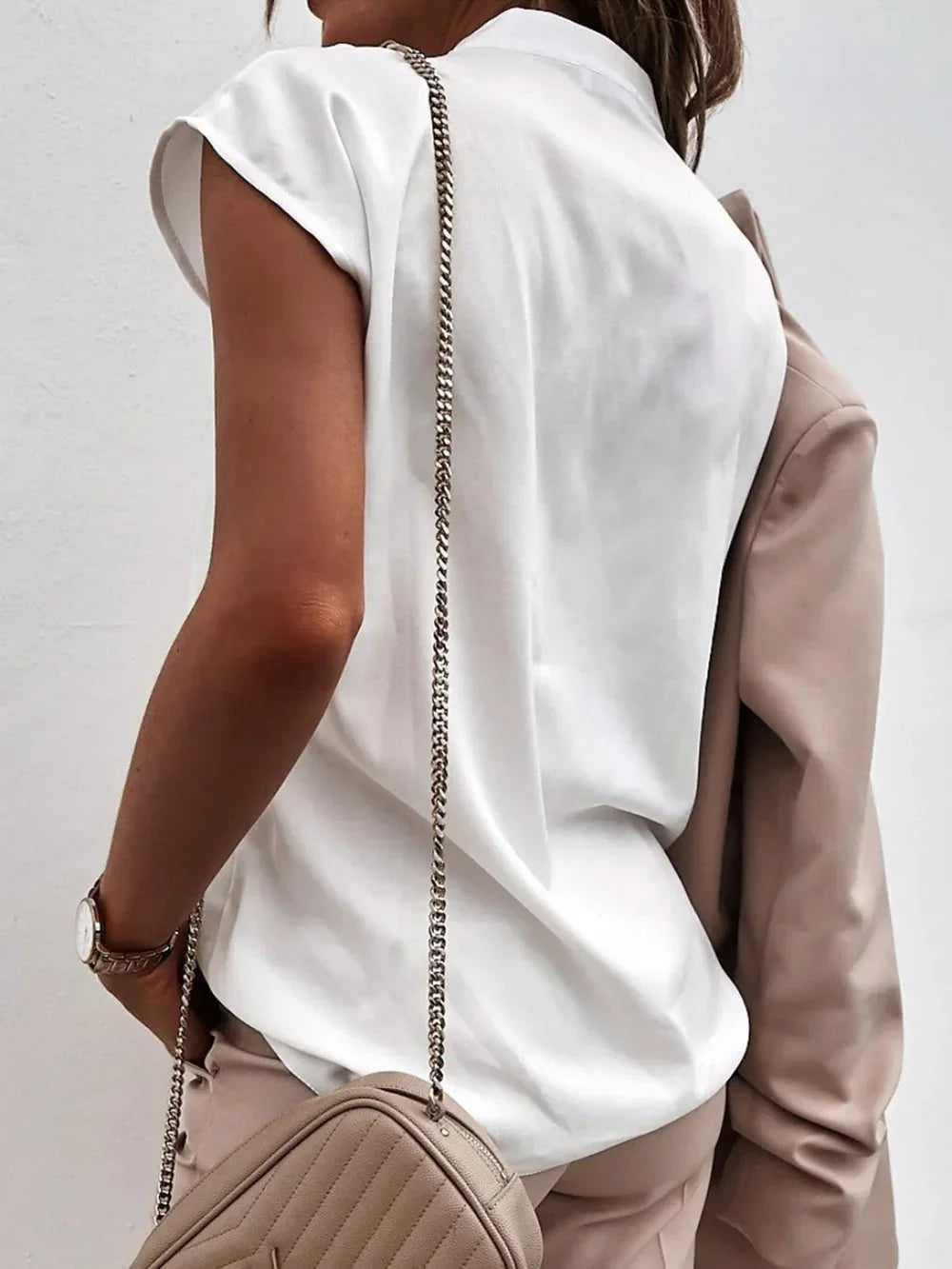 V-Neck Cap Sleeve Blouse eprolo