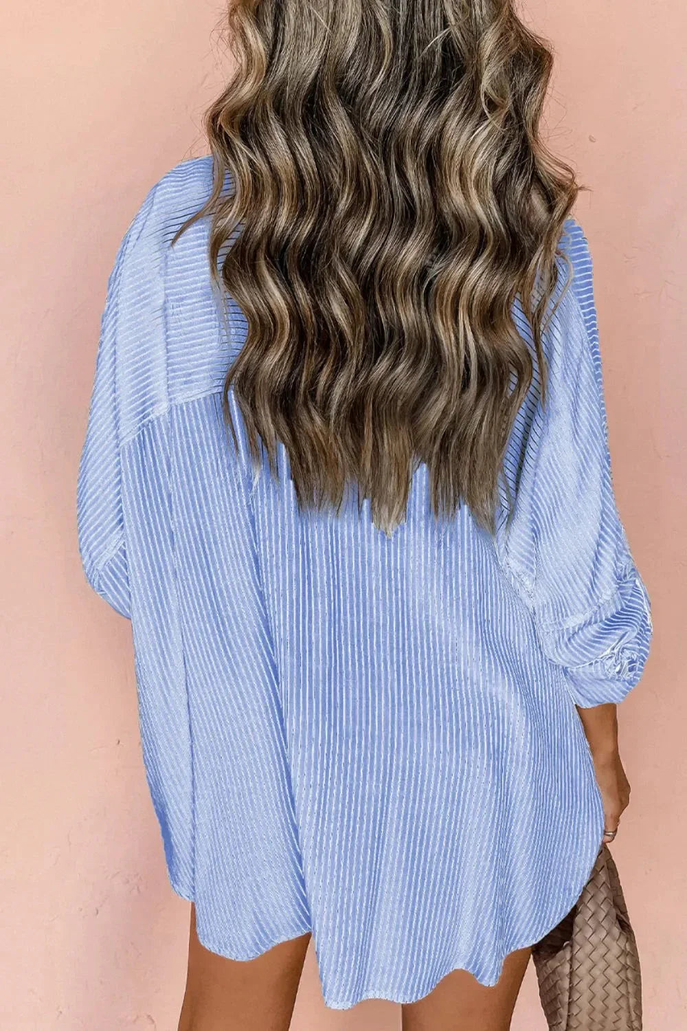Striped Collared Neck Long Sleeve Shirt eprolo