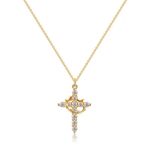 Rotatable Cross Crown Necklace ZENDROP