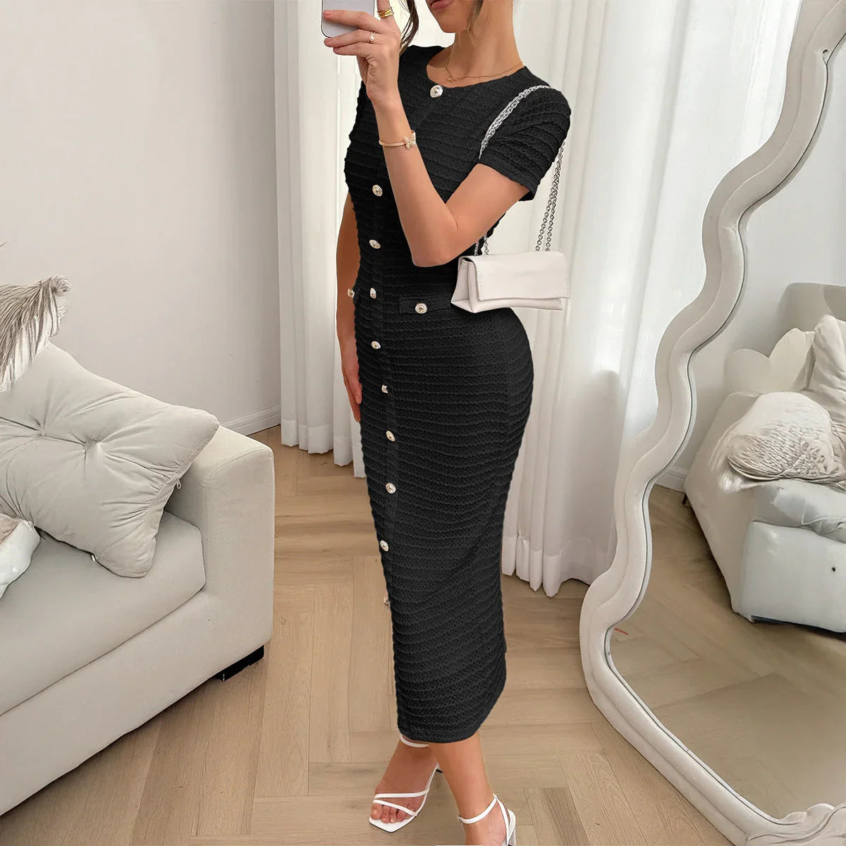 Button slim fit dress for women's clothing eprolo