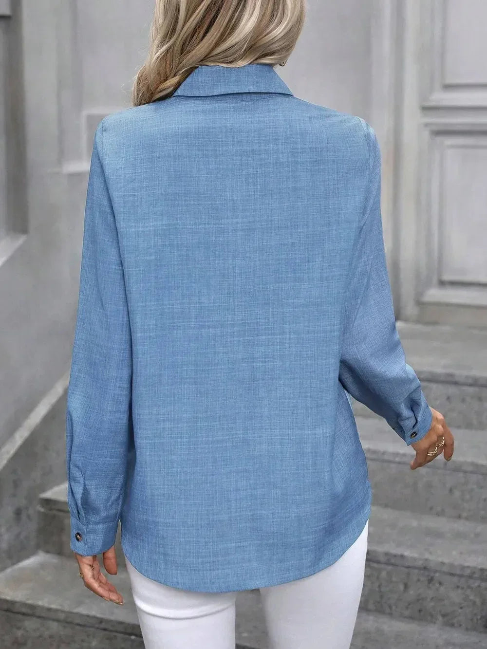 Button Up Collared Neck Long Sleeve Shirt eprolo