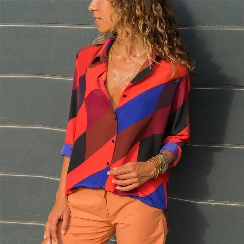 Women's Long Sleeve Chiffon Turtleneck Blouse