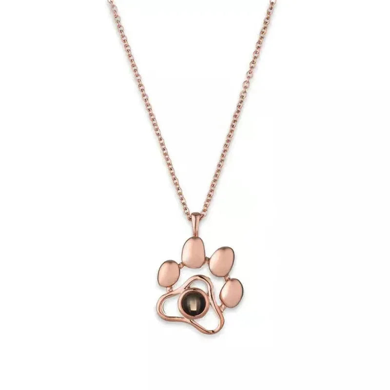 Custom Pet Photo Pendant Necklaces Footprints Cat Dog Paw 100 Languages I Love You Necklace Projection Memory Jewelry eprolo