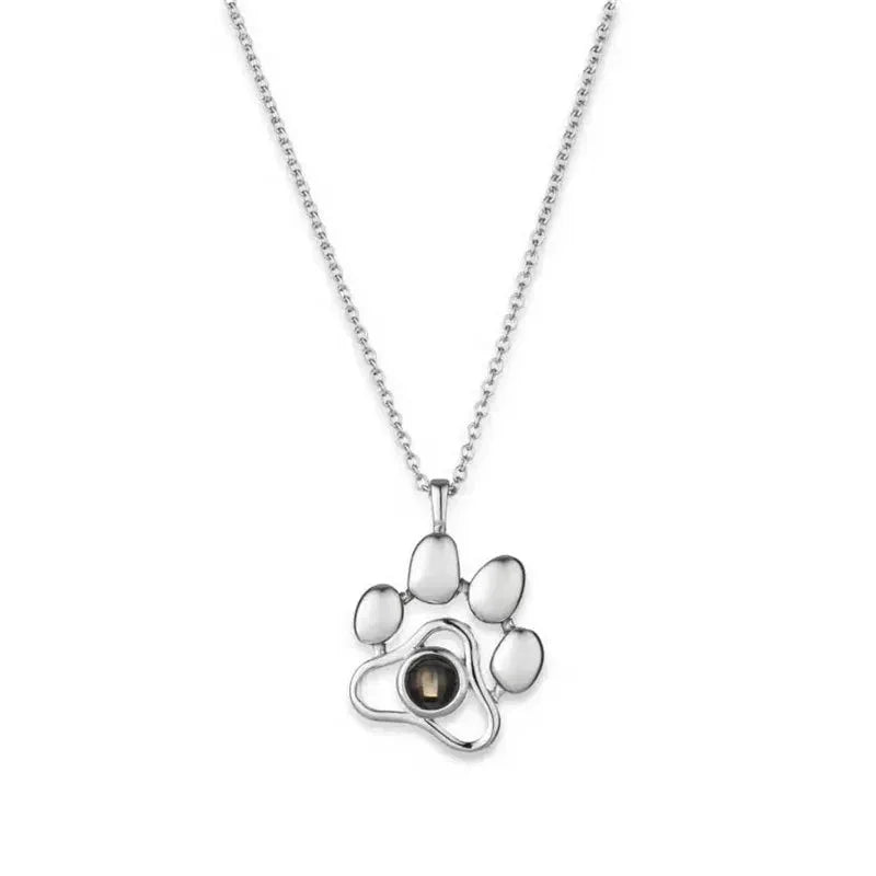 Custom Pet Photo Pendant Necklaces Footprints Cat Dog Paw 100 Languages I Love You Necklace Projection Memory Jewelry eprolo