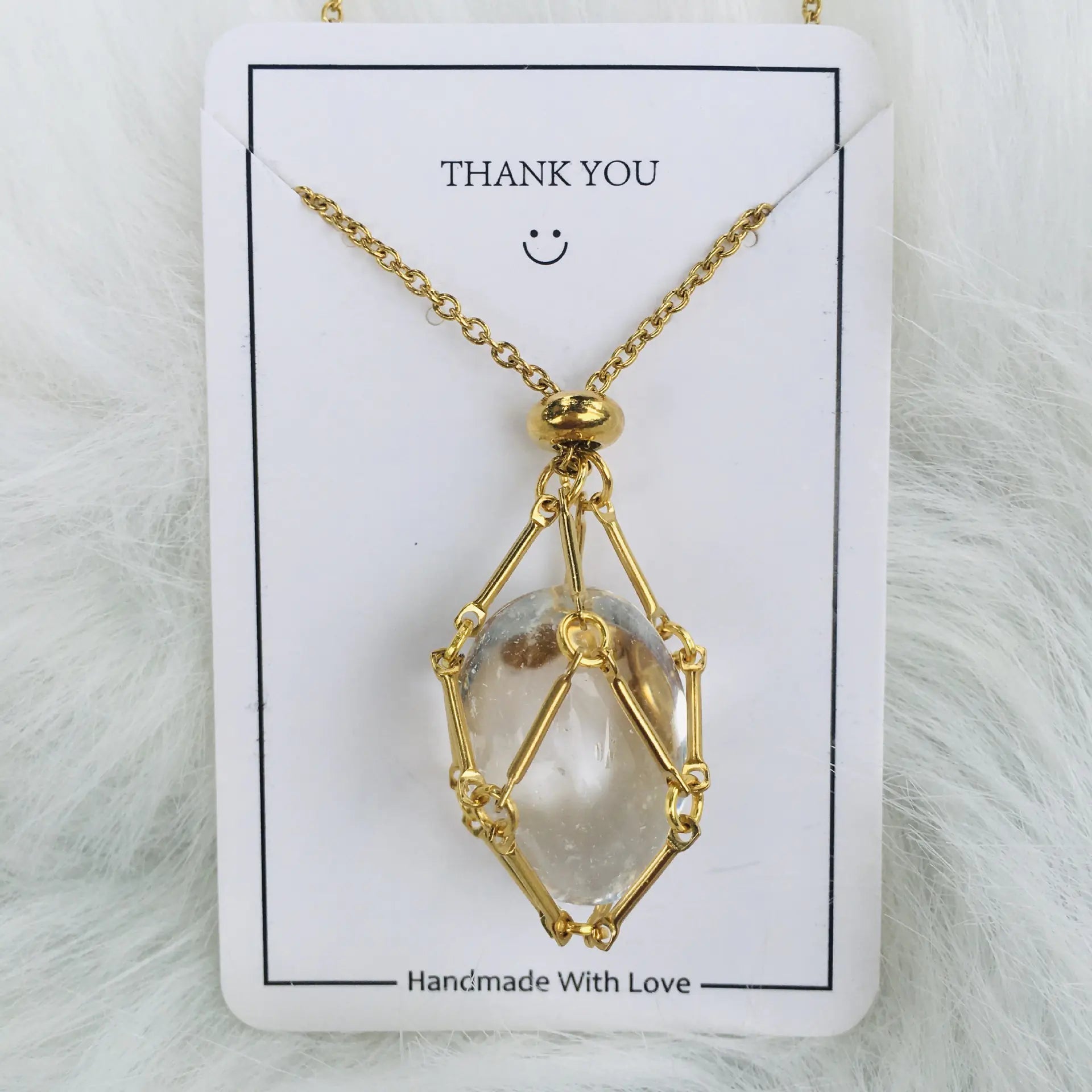 Crystal Raw Stone Pendant Necklace ZENDROP