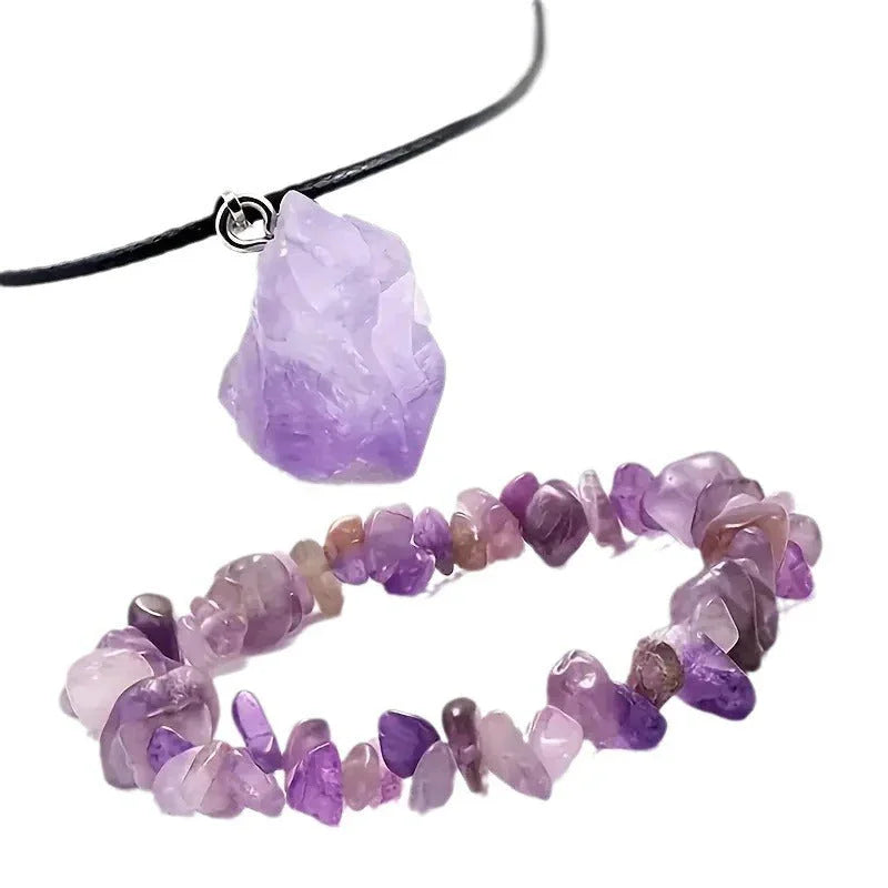 Natural Stone Amethyst Crystal Bud Irregular Rough Stone Necklace CJDROPSHIPPING