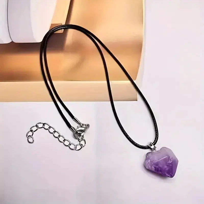 Natural Stone Amethyst Crystal Bud Irregular Rough Stone Necklace CJDROPSHIPPING