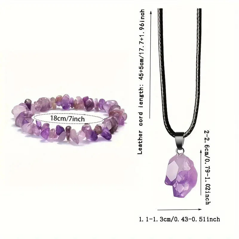Natural Stone Amethyst Crystal Bud Irregular Rough Stone Necklace CJDROPSHIPPING