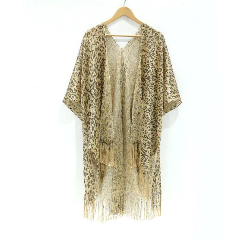 Gold And Silver Silk Split Vacation Beach Blouse Bikini CJDROPSHIPPING