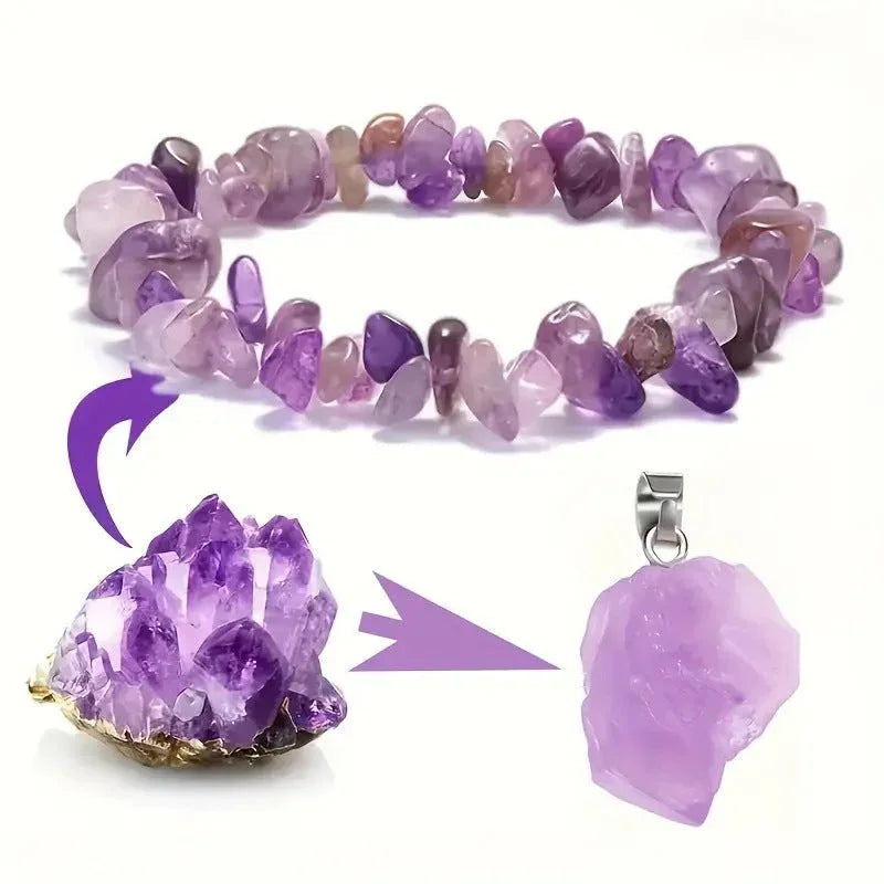Natural Stone Amethyst Crystal Bud Irregular Rough Stone Necklace CJDROPSHIPPING