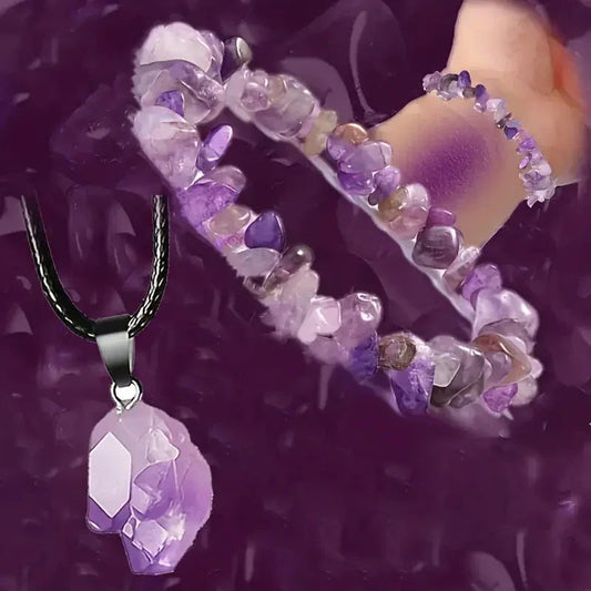 Natural Stone Amethyst Crystal Bud Irregular Rough Stone Necklace CJDROPSHIPPING