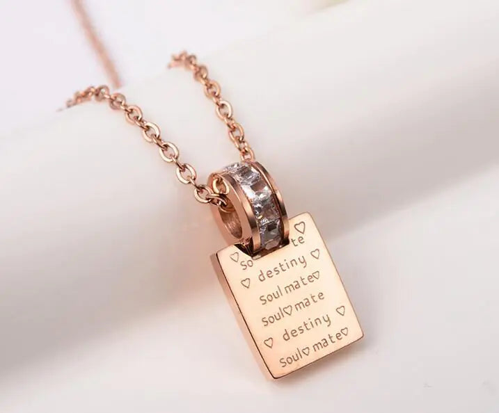 18K Rose Gold Plated Titanium Steel Letter Necklace ZENDROP