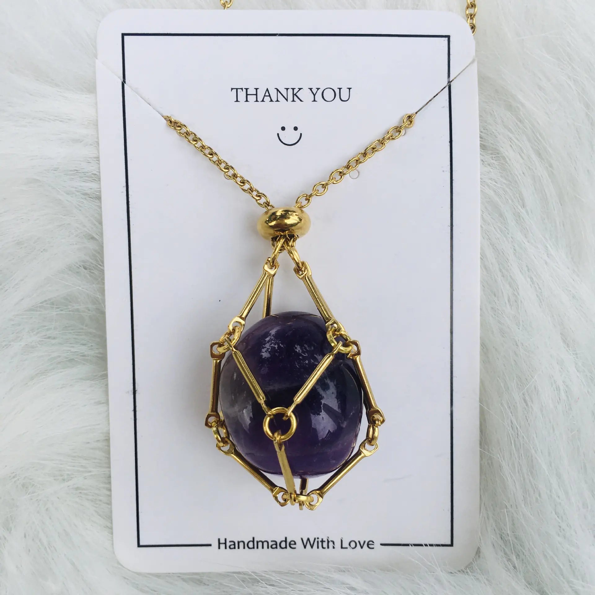 Crystal Raw Stone Pendant Necklace ZENDROP