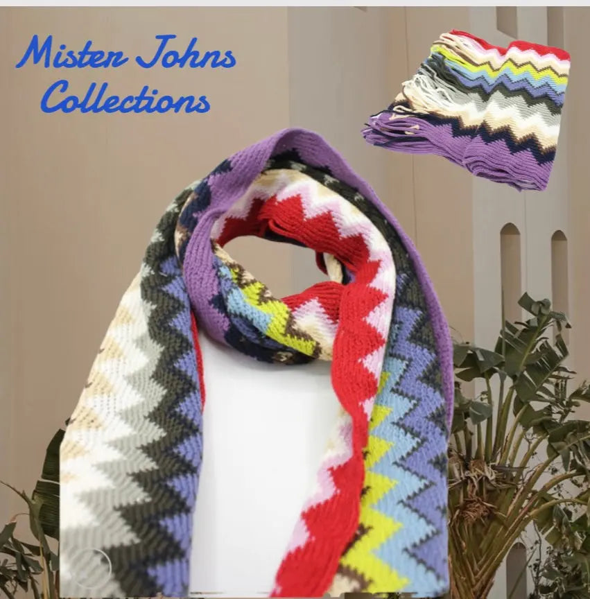 Stunning Multi coloured curvy stripes Unisex Scarves