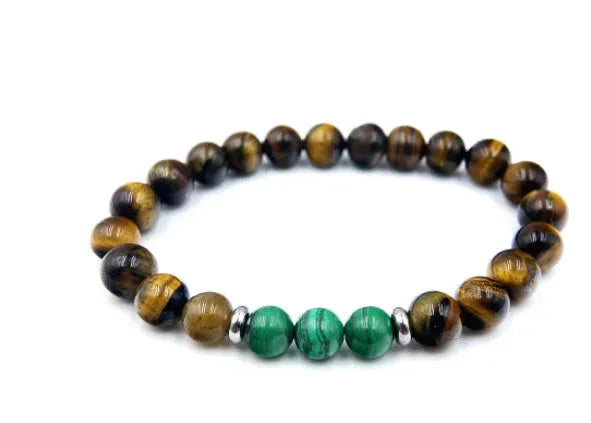 Natural Malachite Tiger Eye Beaded Bracelet ZENDROP