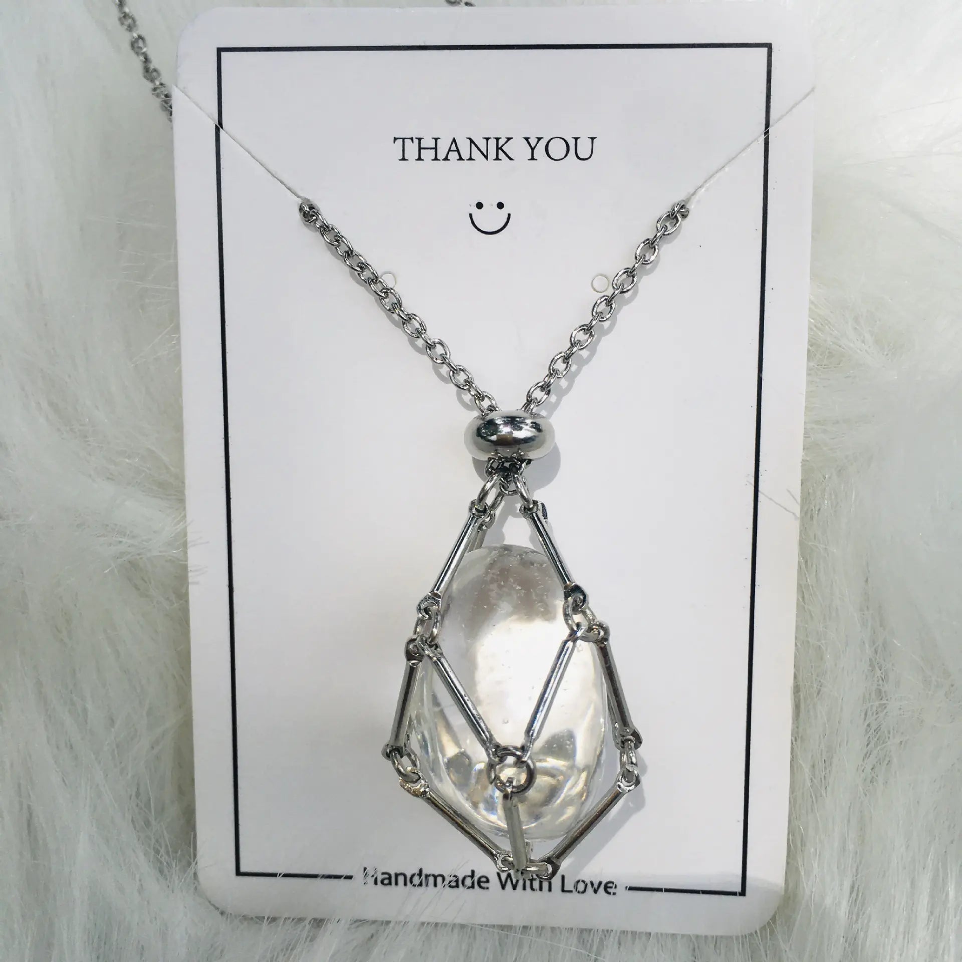 Crystal Raw Stone Pendant Necklace ZENDROP