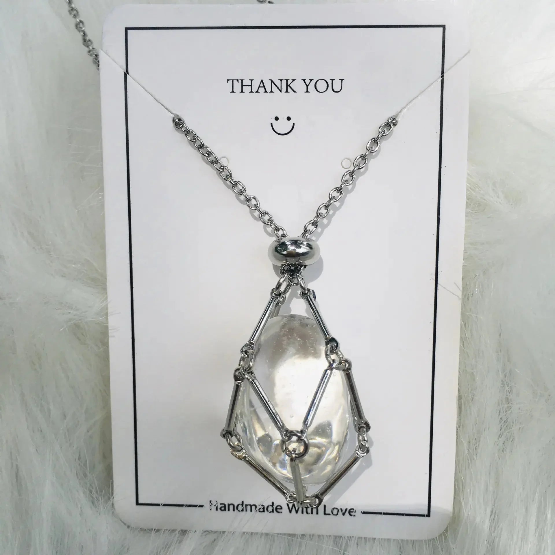 Crystal Raw Stone Pendant Necklace ZENDROP