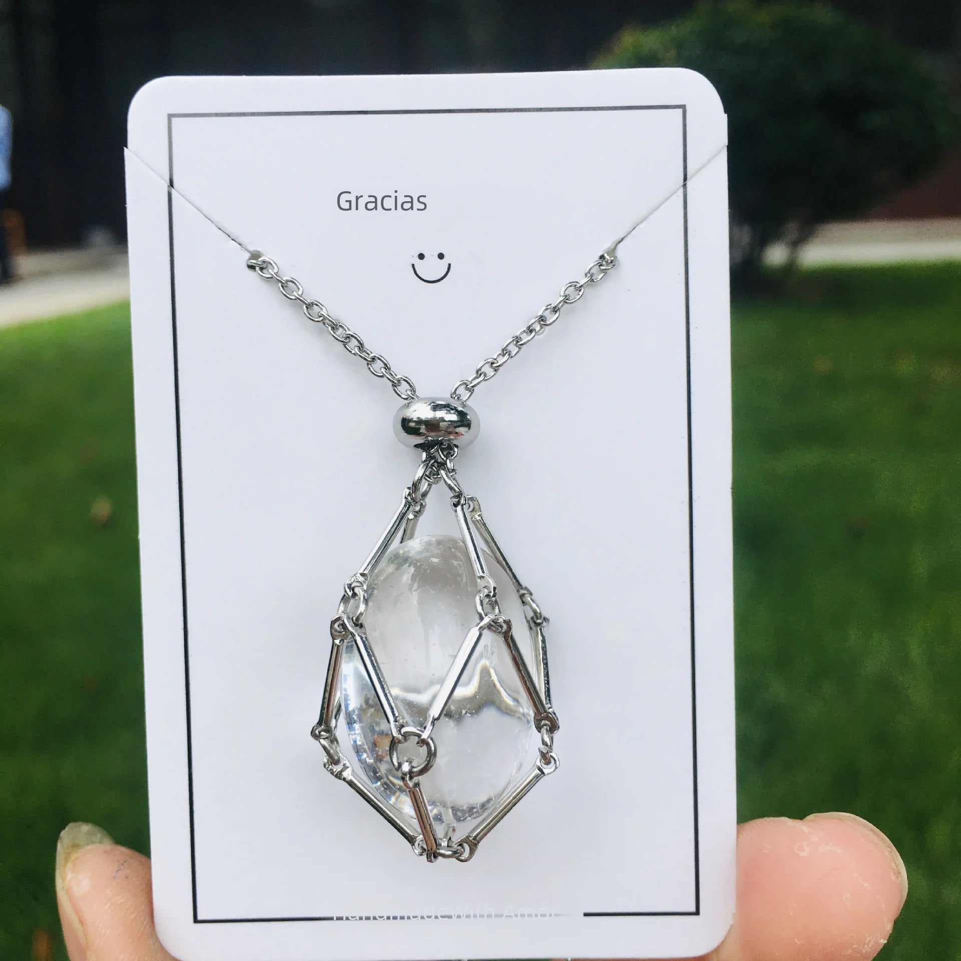 Crystal Raw Stone Pendant Necklace ZENDROP