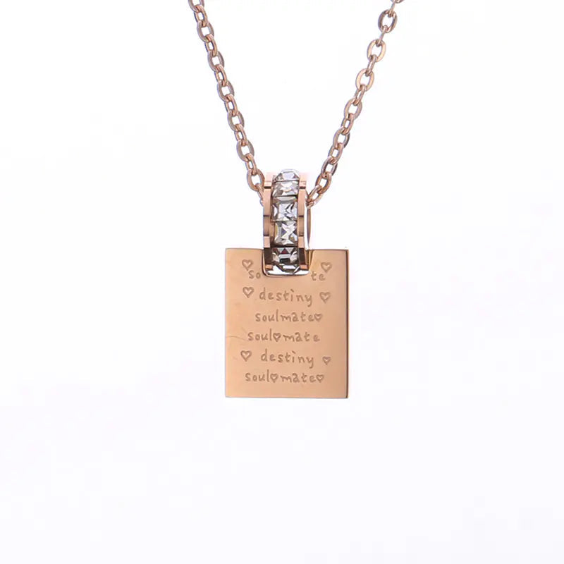 18K Rose Gold Plated Titanium Steel Letter Necklace ZENDROP