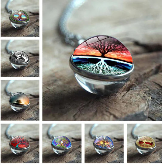 Tree of Life Glass Pendant Necklace