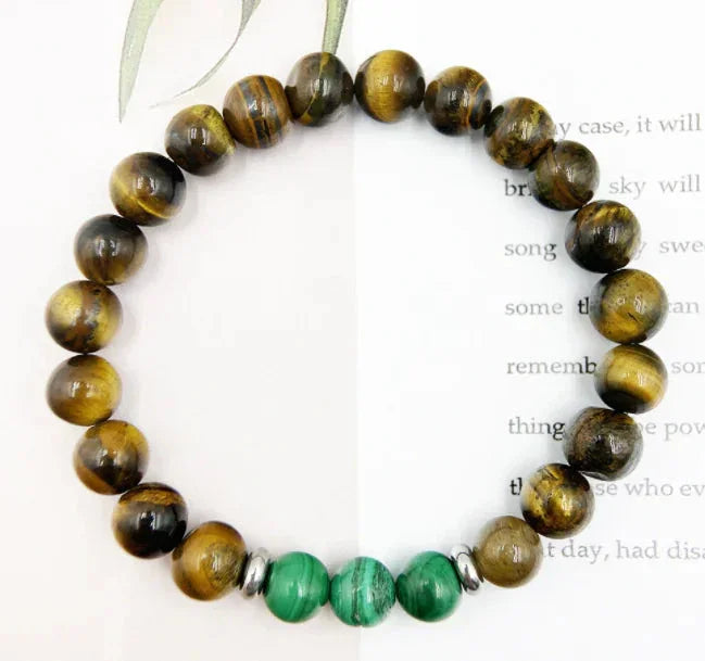 Natural Malachite Tiger Eye Beaded Bracelet ZENDROP