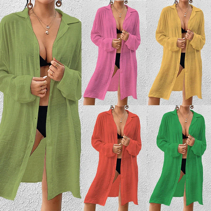 Tencel Slub Cotton Long-sleeved Shirt For Women CJDROPSHIPPING