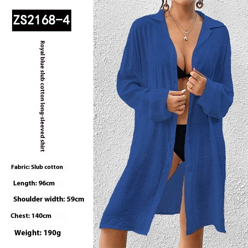 Tencel Slub Cotton Long-sleeved Shirt For Women CJDROPSHIPPING