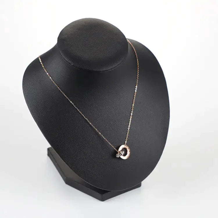 18K Rose Gold Titanium Steel Diamond Ring Necklace ZENDROP