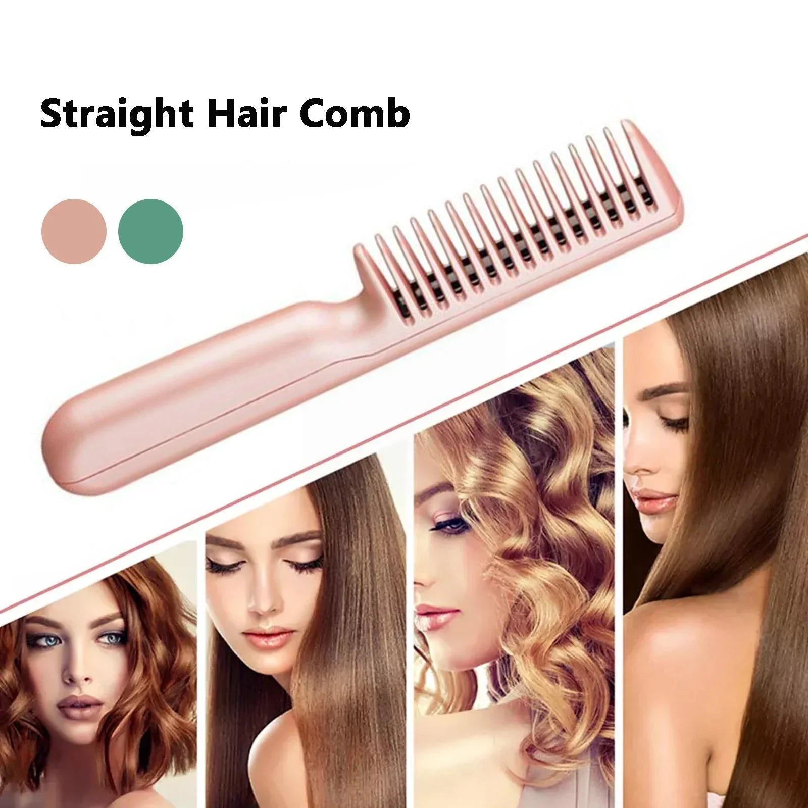2 In 1 Wireless Straight Hair Comb Portable USB Charging Negative -Ion Smoothing Straightener Curling Comb Hair Brush CJDROPSHIPPING